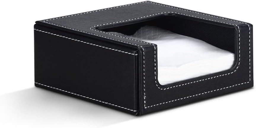 HBJWOV Leather Square Napkin Holder Paper Serviette Dispenser Tissue Box Bar For Dining