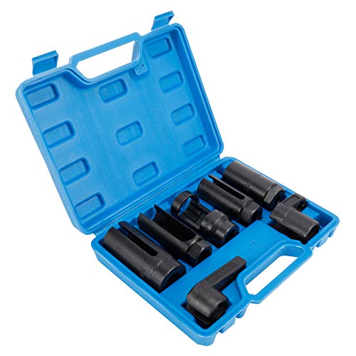 BTSHUB O2 Oxygen Sensor Socket Set, 7pcs Automotive Sending Unit Master Sensor Socket Set, 3/8