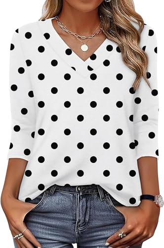 Image of XIEERDUO 3 /4 Length Sleeve Womens Tops V Neck T Shirts Summer Clothes Basic Blouses Dressy Casual 2026 Spring Outfits