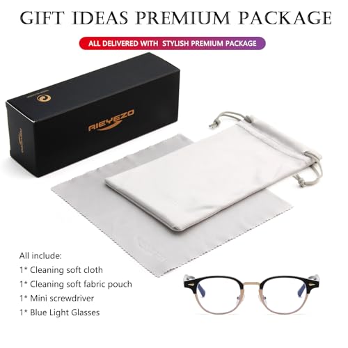 Image of AIEYEZO Retro Blue Light Glasses for Men Women 90s Classic Semi-Rimless Eyeglasses Fashion Cumputer Gaming Glasses