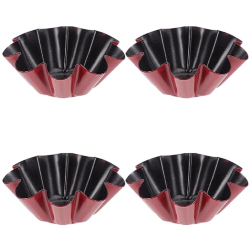 Angoily Moule à Gâteau en Acier Carbone, 4 Pièces, Rouge Noir, Classique, Pâtisserie, Anti-adhésive, Lavable au Lave-vaisselle, Résistant au Four jusqu'à 450°C