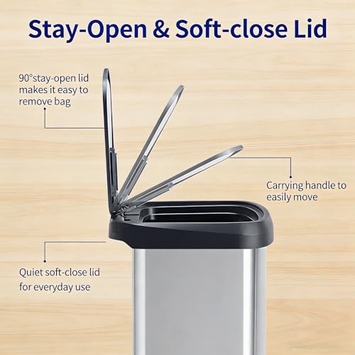 Caneca de basura rectangular de acero inoxidable 80L miniatura 2