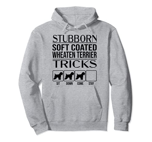 Stubborn Dog Tricks, Funny Soft Coated Wheaten Terrier Pullover Hoodie, Grey
