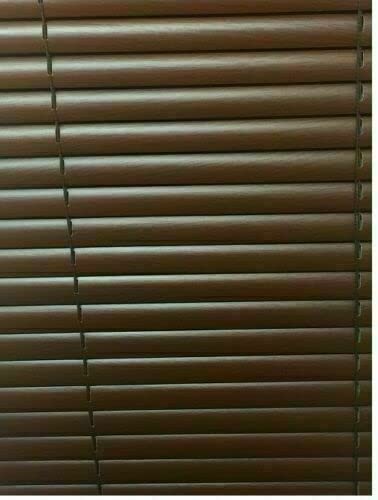 PVC Venitian Trimmable Walnut 150cm (59") Drop 25mm Thin Slate Home & Office Easy Fit Window Blinds (195cm x 150cm)