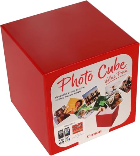 Canon PG-540 CL-541 Photo Cube Pack de 2 Cartouches Noir + Couleur et 40 feuilles de papier photo 13x13cm (emballage carton Photo Cube)