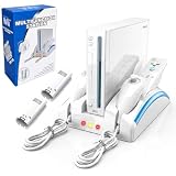 ohhnac Wii Console Game Organizer Station,Wii Remote Charger Stand Base, 2 Pcs Rechargeable Battery Compatible...