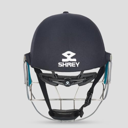 Image of SHREY Koroyd Stainless Steel Batting Cricket Helmet for Men's (Navy /Curious Blue, M)