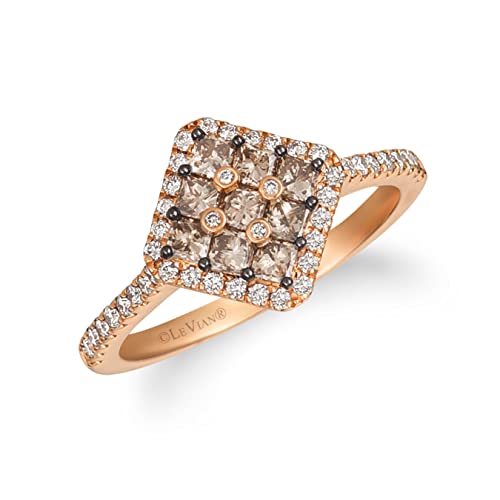 LeVian �V���R���e�B�G�����O �`���R���[�g�_�C�������h�A14K���[�Y�S�[���h�ɃZ�b�g���ꂽ�z���C�g�_�C�������h, ���[�Y�S�[���h, �_�C�������h