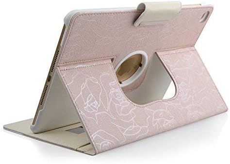 Thankscase Rotating Case Cover for iPad Pro 9.7 with Wallet Pocket with Hand Strap with Auto Sleep/Wake for iPad Pro 9.7 (Rose White)