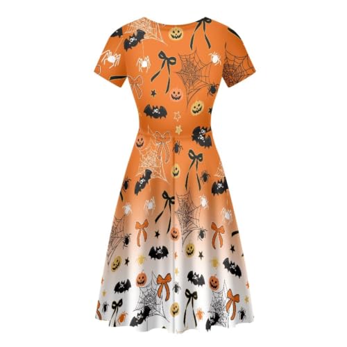 Image of Forchrinse Summer Dresses for Women Crew Neck Short Sleeve Midi Dress Casual Beach Vacation Sundress