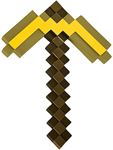 Image of Minecraft Gold Pickaxe Costume Accessory, Official Plastic Dress Up Prop, One Size