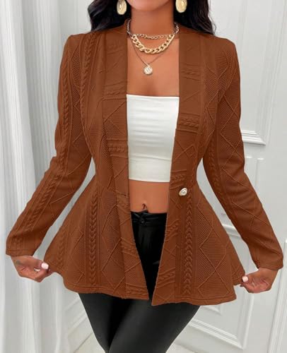 MINTLIMIT Blazers for Women Long Sleeve Button Down Textured Cardigan Business Casual Peplum Blazers Suit Jackets4