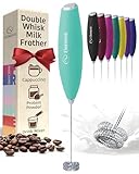 Elementi Milk Frother Wand - Easy to Use Handheld Electric Stirrer for Powder Drinks, Durable & Powerful Coffee Whisk & Protein Powder Mixer Wand, Hand Frother, Coffee Stirrers Electric (Mint Green)