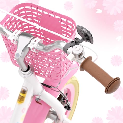 Image of Glaf Toddler Girls Bike for Age 2-9 Years 12 14 16 20 Inch Kids Bike | Girls Bicycle,Toddler Bike,Doll Seat, Basket, Adjustable Seat, Bell,
