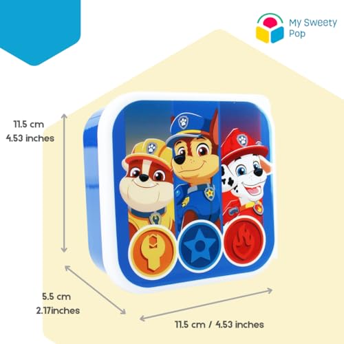 My sweety pop, Set of 3 Paw Patrol snack boxes, lunch box, for children, nursery, kindergarten, school, holiday, meal - Image 4