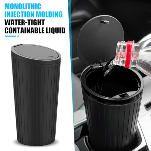 Image of 1 PC Car Trash Can with Lid, 6.4 inch x 2.5 inch Leak-Proof Sealed Isolation Odor Storage Bin for Cup Holders, Flip Lid One-Handed Operation Multi-Function Organizer, Universal for Cars Home (Black)