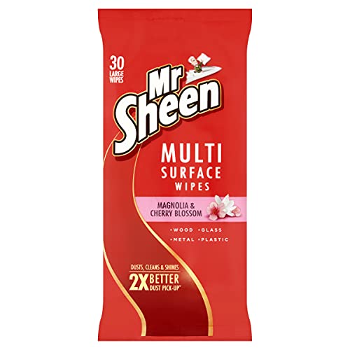 Mr Sheen Ultra Effective Wipes for Wood, Glass, Metal and Plastic, Magnolia and Cherry Blossom Fragrance, 30 Wipes per pack, Pack of 3