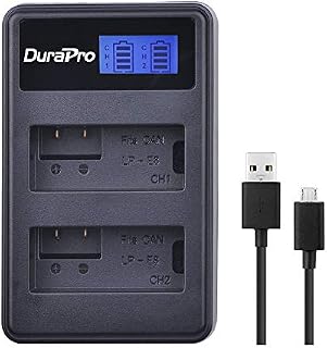 DuraPro LP-E8 LCD Dual USB Battery Charger for Canon LP-E8 Battery; Canon Rebel T2i,T3i,T4i,T5i EOS 550D/650D/700D Kiss X4/X5/X6 Digital Cameras