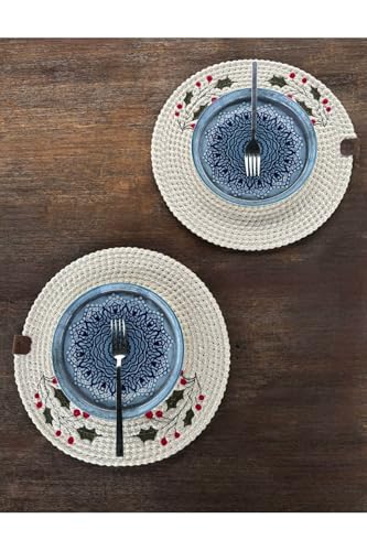 Platos decorativos redondos 14 pulg Set x2 Blanco miniatura 6