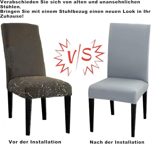 Meision Stuhlhussen 4 oder 6er Set Stretch Stuhlhussen Abnehmbare waschbar Spandex Stuhlüberzug Stuhlbezug Stretch Universale für Hotel, Bankett, Restaurant, Zuhause(6er Set, Schwarz)