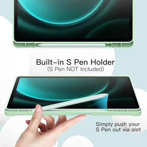 Image of ProElite Cover for Samsung Galaxy Tab S10 Lite 10.9 inch / Tab S9 FE 10.9 inch /Tab S10 FE /Tab S9 11 inch Cover, Soft Flexible Flip Case with S Pen Holder, Auto Sleep Wake, [Recoil Series] - Mint Green