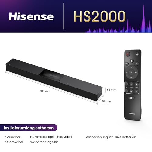 HS2000, 2.1 Kanal Soundbar, Visual Built-in subwoofer, 240W max Audio Power,Dolby Audio, DTS Virtual:X, TV Mode, EzPlay – Bild 3