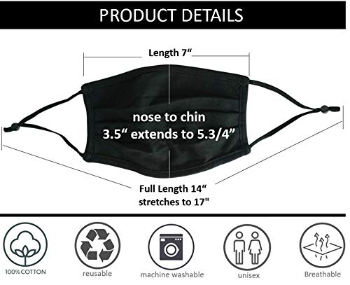 Simlu 3 Pack Unisex Reusable Pleated Fabric Face Mask With Adjustable Elastic, 2 Layer, Washable, Nose Wire Black Face Mask For Men Women And Kids #TOP5