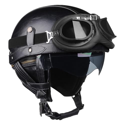 Casques de moto de protection en cuir pour rouler sans vent dans les yeux