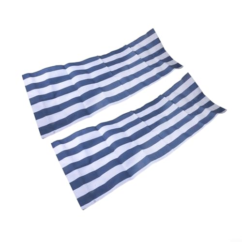 Tela de repuesto para tumbona de playa, tela de poliéster, 120 x 44 cm, color blanco, azul, a rayas, resistente al agua, material reclinable para jardín, funda para tumbona (2 unidades)
