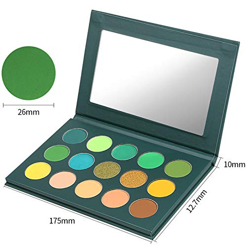 Vodisa Eyeshadow Palette Matte Shimmer Eye Shadow Pallet High Pigmented 15 Colors Professional Makeup Nudes Warm Natural Long Lasting Waterproof Eye Shadow With Make Up Brushes Set (Green) #TOP5