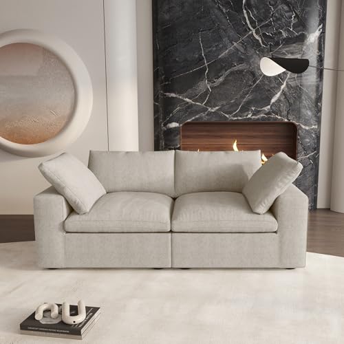 Cloud Modular Sectional Sofa Couch,80.3" Convertible Couches Lovesofa for Living Room,Minimalist Deep Sofa Couches,Sofa Covers Washable&Replaceable(Khkai)