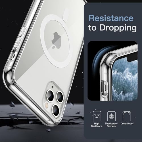 Image of Magnetic Silicone Case for iPhone 11 Pro Compatible with MagSafe, Shockproof Phone Bumper Cover, Anti-Scratch Clear Back (Clear)