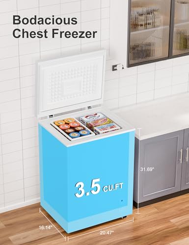 Image of 3.5 Cu.Ft Compact Chest Freezer Energy Saving & Ultra-Quiet, with Removable Basket, 6-Temp, Manual Defrost Drain, Top Open Door Deep Freezer for Apartment, Dorm, Kitchen, White