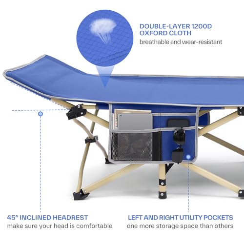 Sportneer Camp Beds for Adults, Camping Bed 74 * 28" Extra Wide Support 450lbs for AdultsTravel Fishing Picnic Outdoor - Image 5