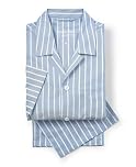 THE SAVILE ROW COMPANY LONDON Men's Luxury 100% Soft Cotton Pyjamas - Pale Blue Wide Stripe - Medium