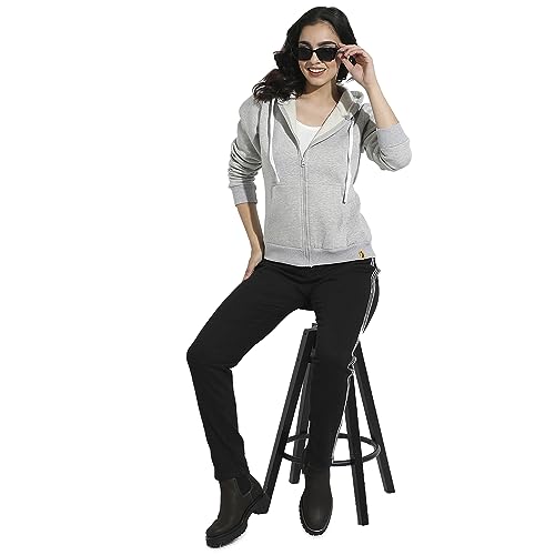 Image of PINACOLADA Women's Zip-Front Hoodie with Angled Open Pockets for Casual Wear | Hooded Neck | Long Sleeve | Zipper Closure | Cotton Sweatshirt Crafted with Comfort Fit for Everyday Wear