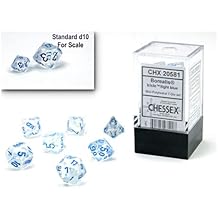 Chessex Dice Set 10mm Borealis Light Blue Luminary Polyhedral Dice Set Dungeons and Dragons D&D DND TTRPG Dice Includes 7 Dice - D4 D6 D8 D10 D12 D20 D%, CHX20581