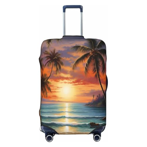 Beach Sunset Tropical Palm Tree Luggage Cover Elastic Travel Suitcase Covers, Anti Scratch Dust Proof Baggage Covers, Fits 22-24 inch Suitcases