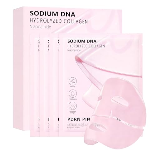 Bukamkom 4-Pack Salmon DNA (PDRN) Pink Collagen Jelly Mask - Soothing & Hydrating Gel Face Mask for Sensitive Skin Korean Skincare
