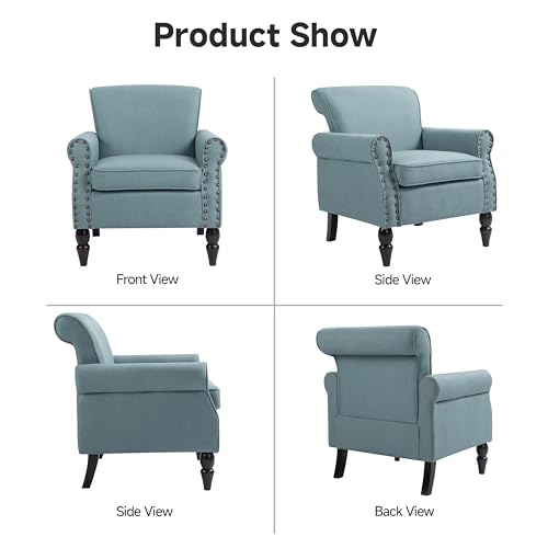 Sillón clásico tapizado azul sin reclinar miniatura 7
