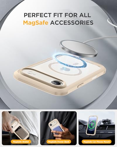 Image of Miracase Magnetic for iPhone Air Case 6.5 inch [Compatible with MagSafe] Full-Body Phone Case with Built-in Glass Screen Protector & Camera Control,Drop Proof iPhone 17 Air Case Cover, Gold