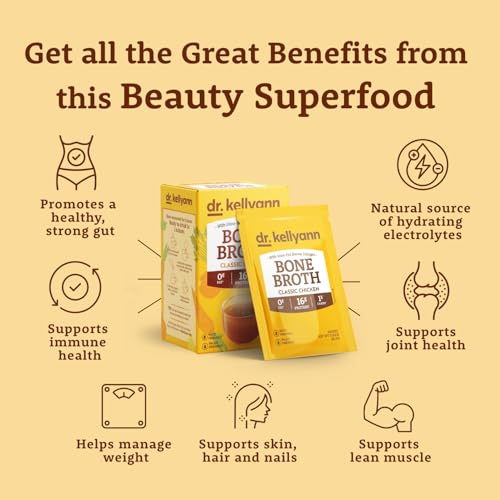 Image of Dr. Kellyann Bone Broth Collagen Powder Packets (7 Servings) - 16g Protein, Grass-Fed Hydrolyzed Collagen, Keto & Paleo-Friendly
