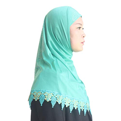 Muslim Islamic Scarf Hijab for Women Girls Rhinestone Scarves With Embroidery Lacework2