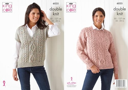 King Cole 5372 Modello di lavoro a maglia da donna a maniche corte e lunghe maglioni in cotone DK, multicolore, busto 81,3 cm - 127 cm King Cole 5372 Modello di lavoro a maglia da donna a maniche corte e lunghe maglioni in cotone DK, multicolore, busto 81,3 cm - 127 cm