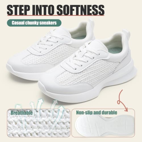 Image of Vepose Women's Retro Platform Sneakers Lightweight Lace Up Walking Shoes | Designer dressy sneakers with memory foam cushioning, grippy sole, and stylish woven or PU looks for work, travel, errands