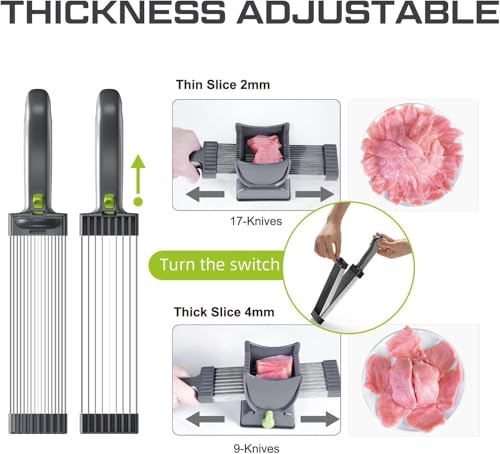 الة تقطيع اللحوم للمنزل، سكين مطبخ لتقطيع اللحوم النيئة الطازجة، شفرات قابلة للتعديل 2-4 ملم، قطاعة طعام لحم البقر ولحم الخنزير والدجاج والطبخ المنزلي والشواء