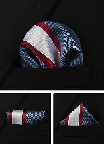 Image of Striped Plaid Polka Dot Mens Tie Formal Necktie Pocket Squares Ties Clips Cufflinks Classic for Men Set