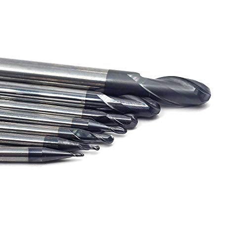 OSCARBIDE Carbide End Mills CNC Spiral Router Bits Ball Nose 7 Pieces