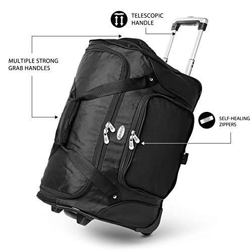 University of Oregon Ducks Lightweight 22-inch Wheeled Duffel Bag with Telescopic Handle - Perfect Overnight Bag for Travel, Weekend Getaways, Airports, Gym, and Commuting