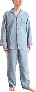 [こだわり安眠館] パジャマ メンズ 綿100 【今治タオルの産地で生まれたガーゼのパジャマ】 長袖 長ズボン 2重ガーゼ 快眠ラボ 今治ガーゼタオル 今治タオルブランド認定 ナイトウェア 父の日 秋 冬 衿付き ボタン 前開き 紳士 コットン 綿100％